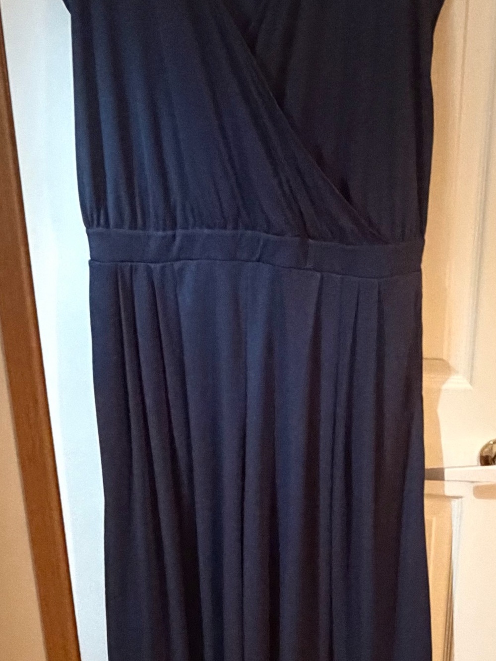 HALARA Navy wide leg pleated jumpsuit
